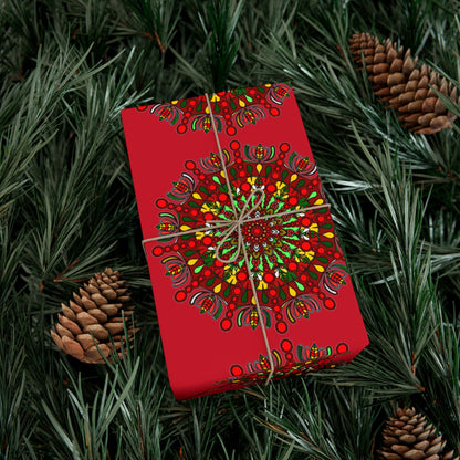 Festive Red Mandala Gift Wrap Paper - Premium Quality for Christmas Gifts - Blululi