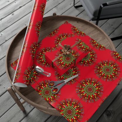 Festive Red Mandala Gift Wrap Paper - Premium Quality for Christmas Gifts - Blululi