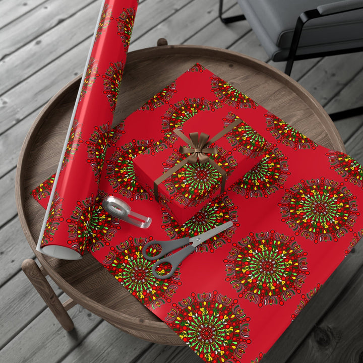 Festive Red Mandala Gift Wrap Paper - Premium Quality for Christmas Gifts - Blululi