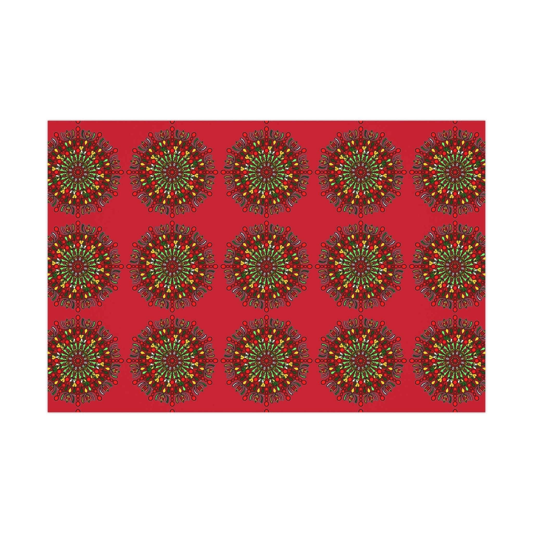 Festive Red Mandala Gift Wrap Paper - Premium Quality for Christmas Gifts - Blululi