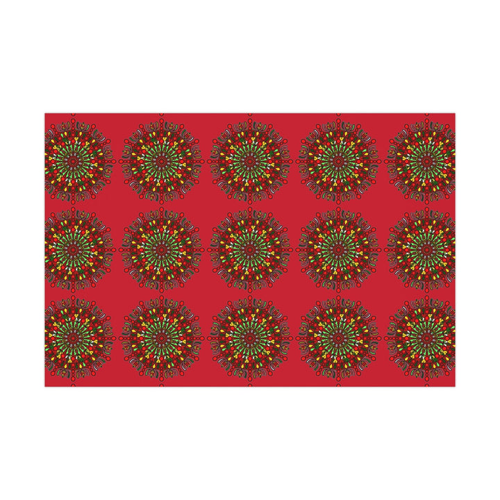 Festive Red Mandala Gift Wrap Paper - Premium Quality for Christmas Gifts - Blululi