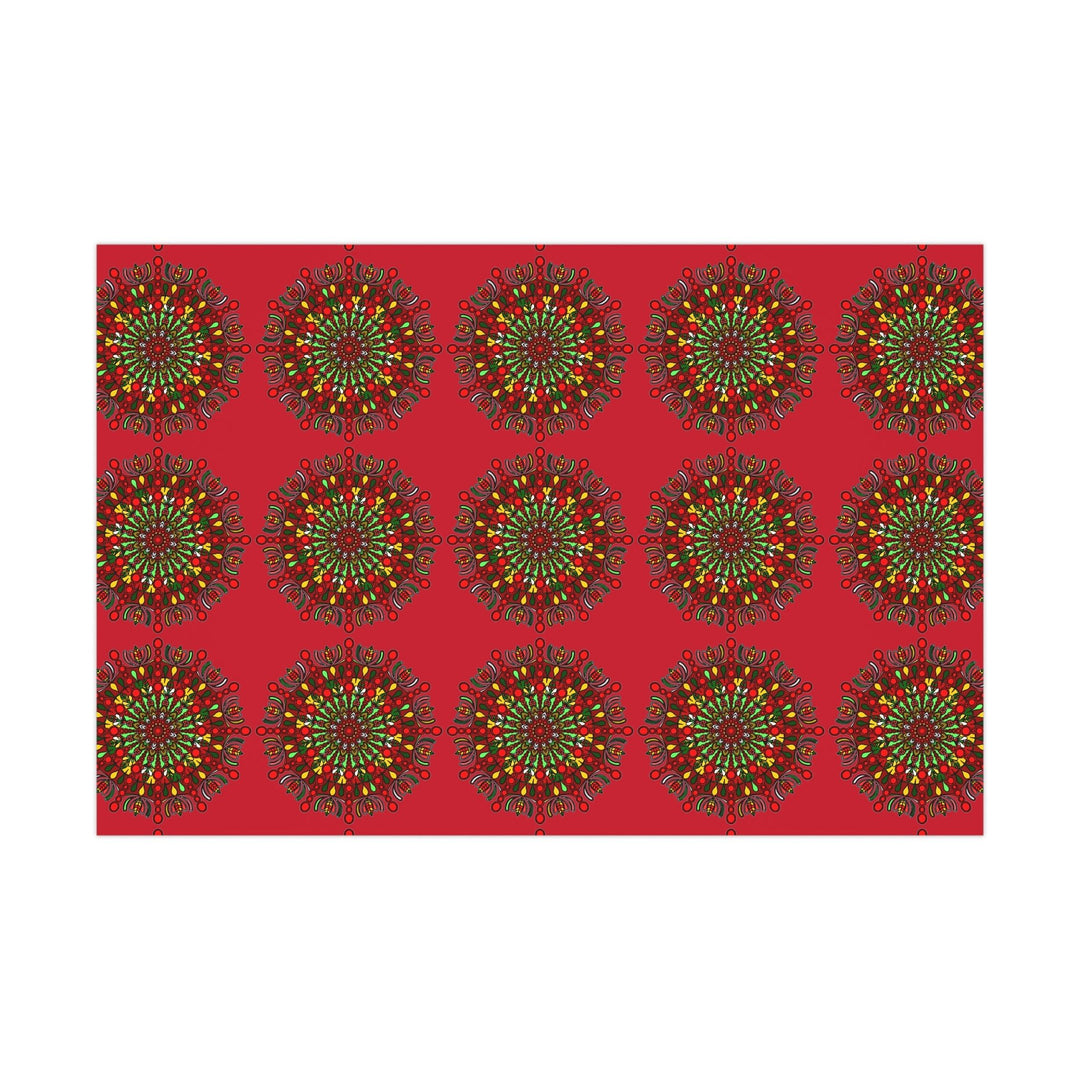 Festive Red Mandala Gift Wrap Paper - Premium Quality for Christmas Gifts - Blululi