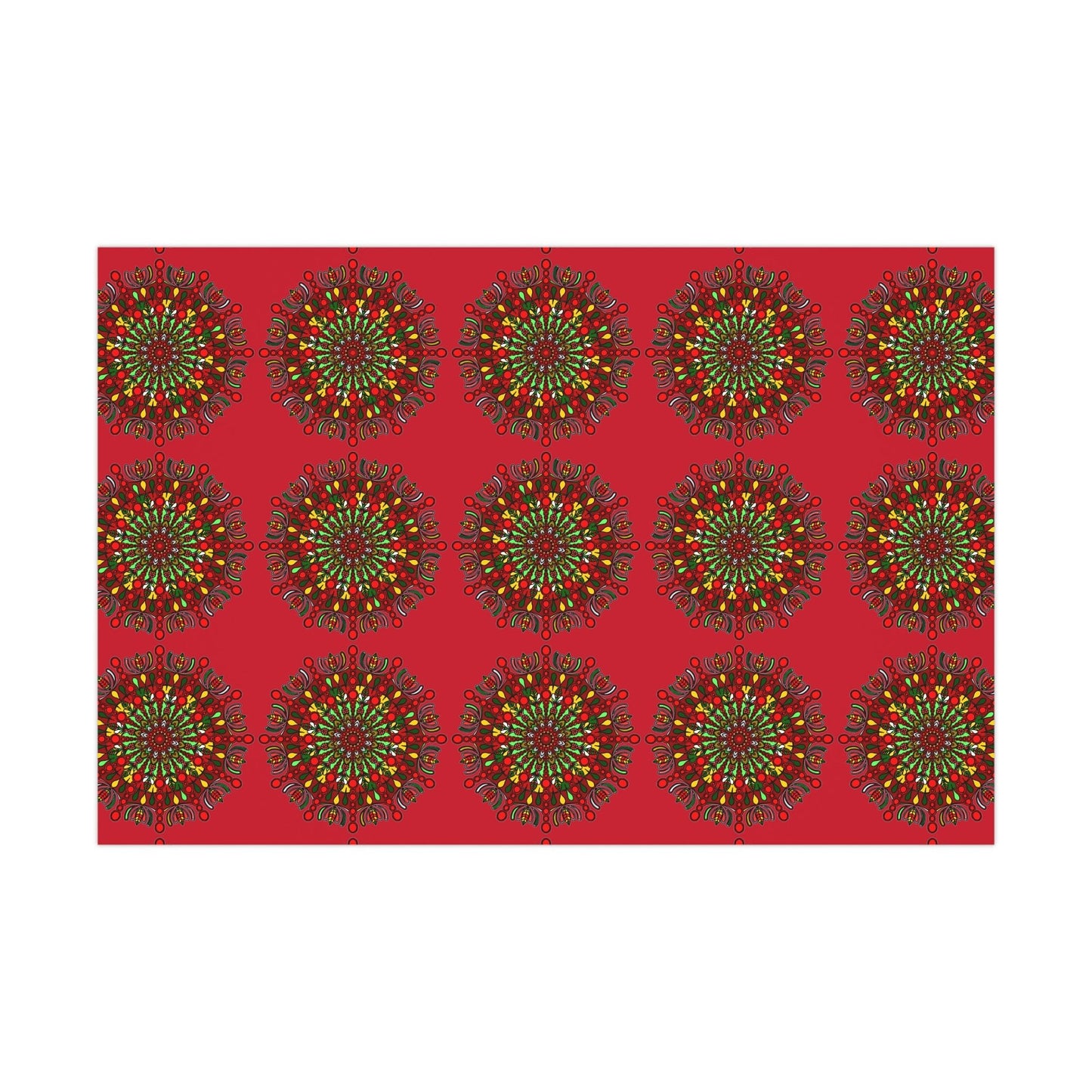 Festive Red Mandala Gift Wrap Paper - Premium Quality for Christmas Gifts - Blululi