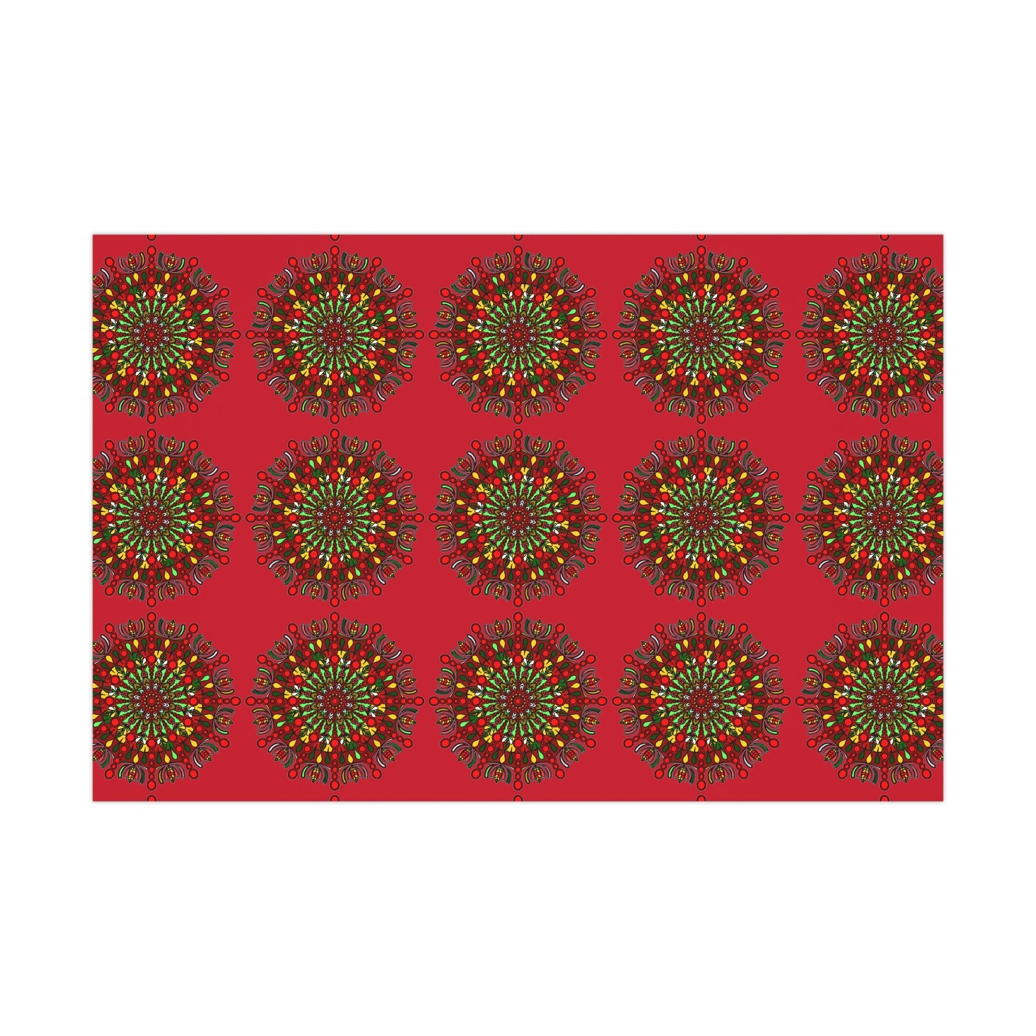 Festive Red Mandala Gift Wrap Paper - Premium Quality for Christmas Gifts - Blululi