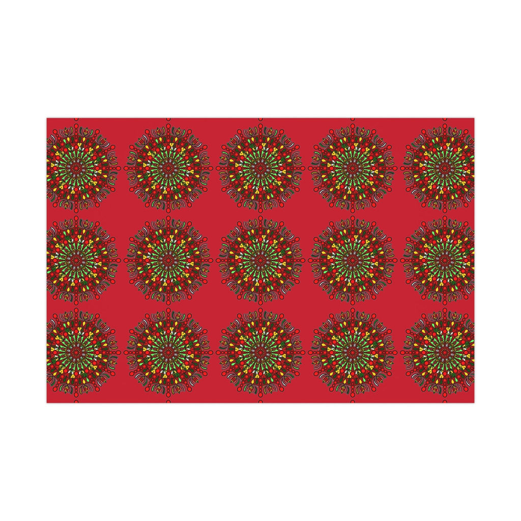 Festive Red Mandala Gift Wrap Paper - Premium Quality for Christmas Gifts - Blululi