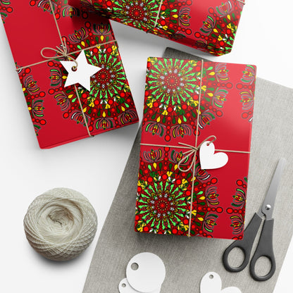 Festive Red Mandala Gift Wrap Paper - Premium Quality for Christmas Gifts - Blululi