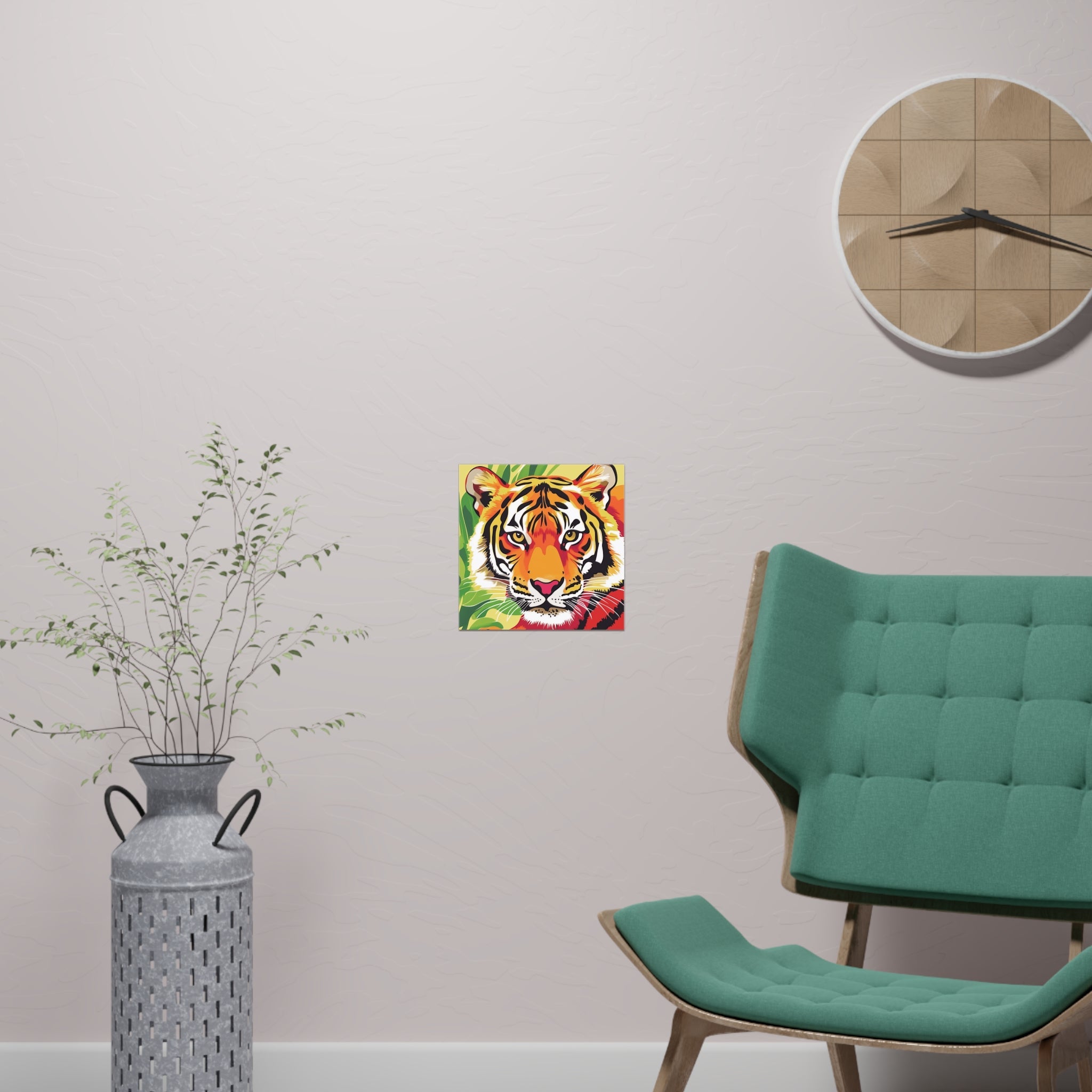 Fierce Tiger Face Art Print - Colorful Savanna Design Poster - Blululi