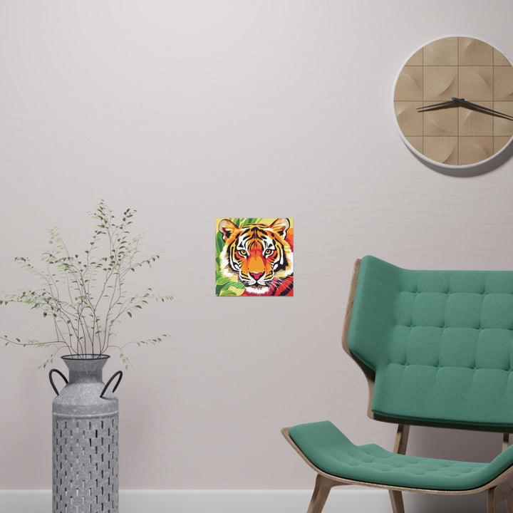 Fierce Tiger Face Art Print - Colorful Savanna Design Poster - Blululi