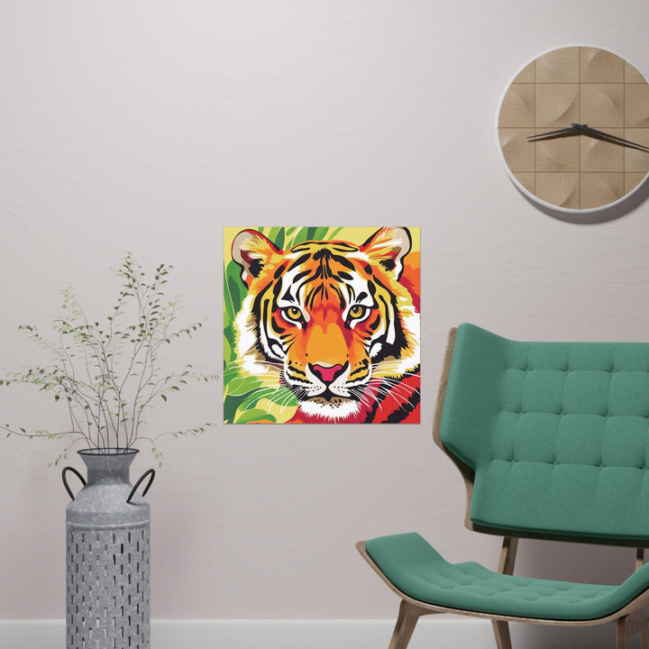 Fierce Tiger Face Art Print - Colorful Savanna Design Poster - Blululi