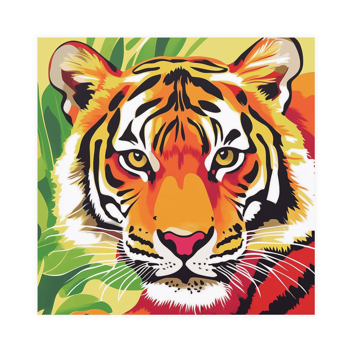 Fierce Tiger Face Art Print - Colorful Savanna Design Poster - Blululi