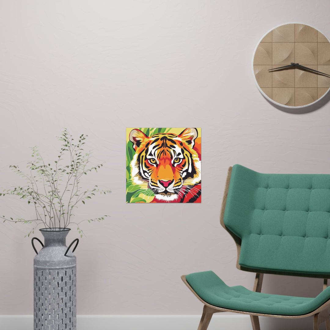 Fierce Tiger Face Art Print - Colorful Savanna Design Poster - Blululi