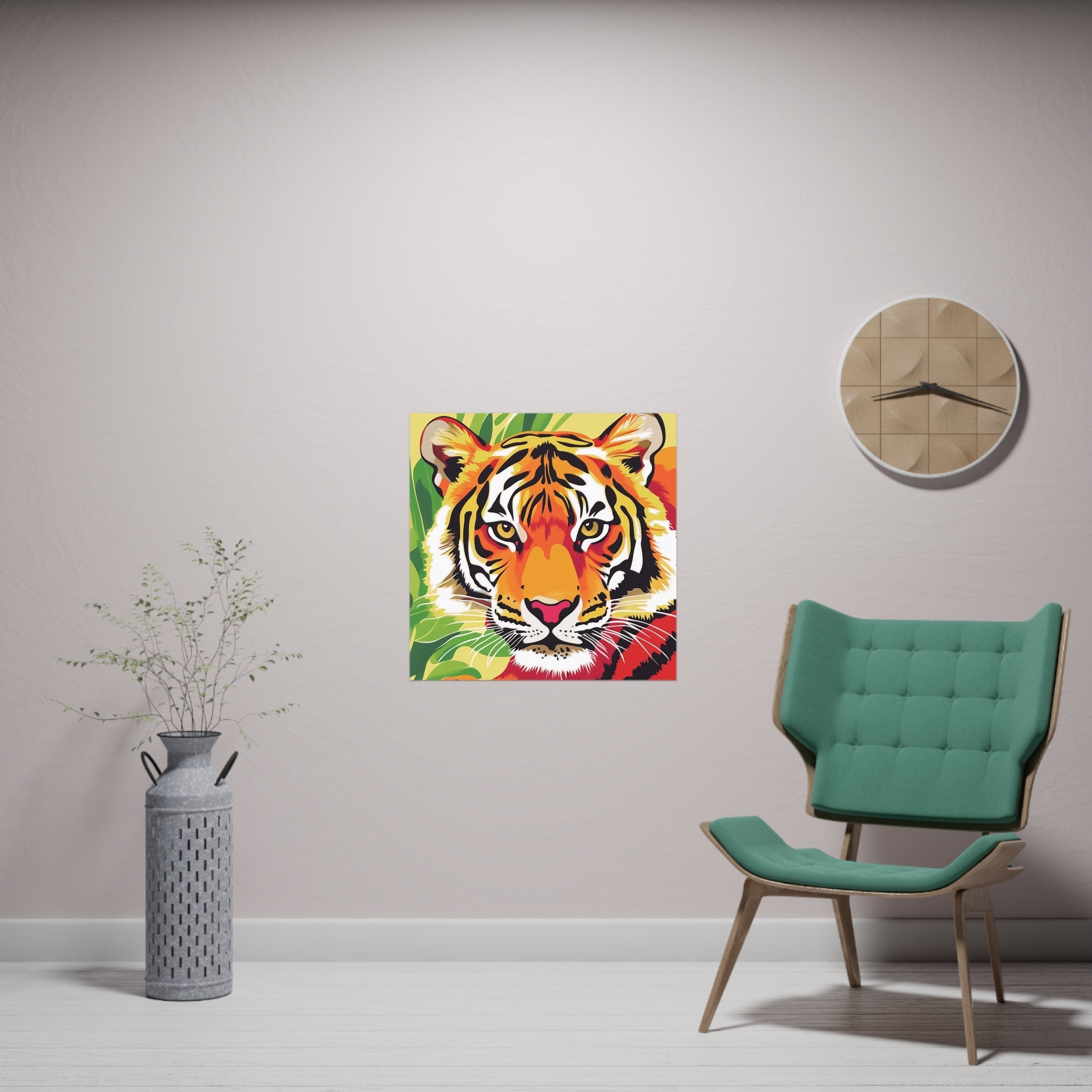 Fierce Tiger Face Art Print - Colorful Savanna Design Poster - Blululi