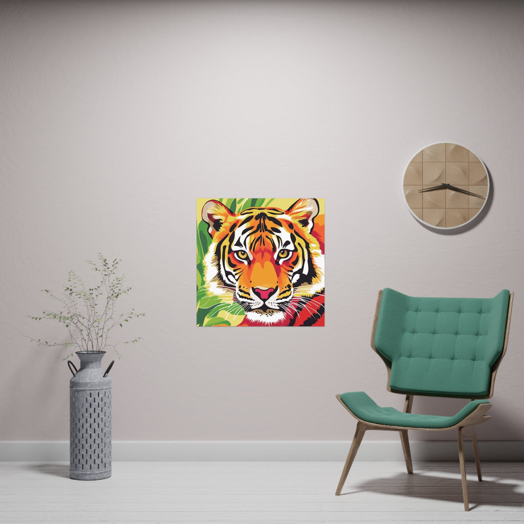 Fierce Tiger Face Art Print - Colorful Savanna Design Poster - Blululi