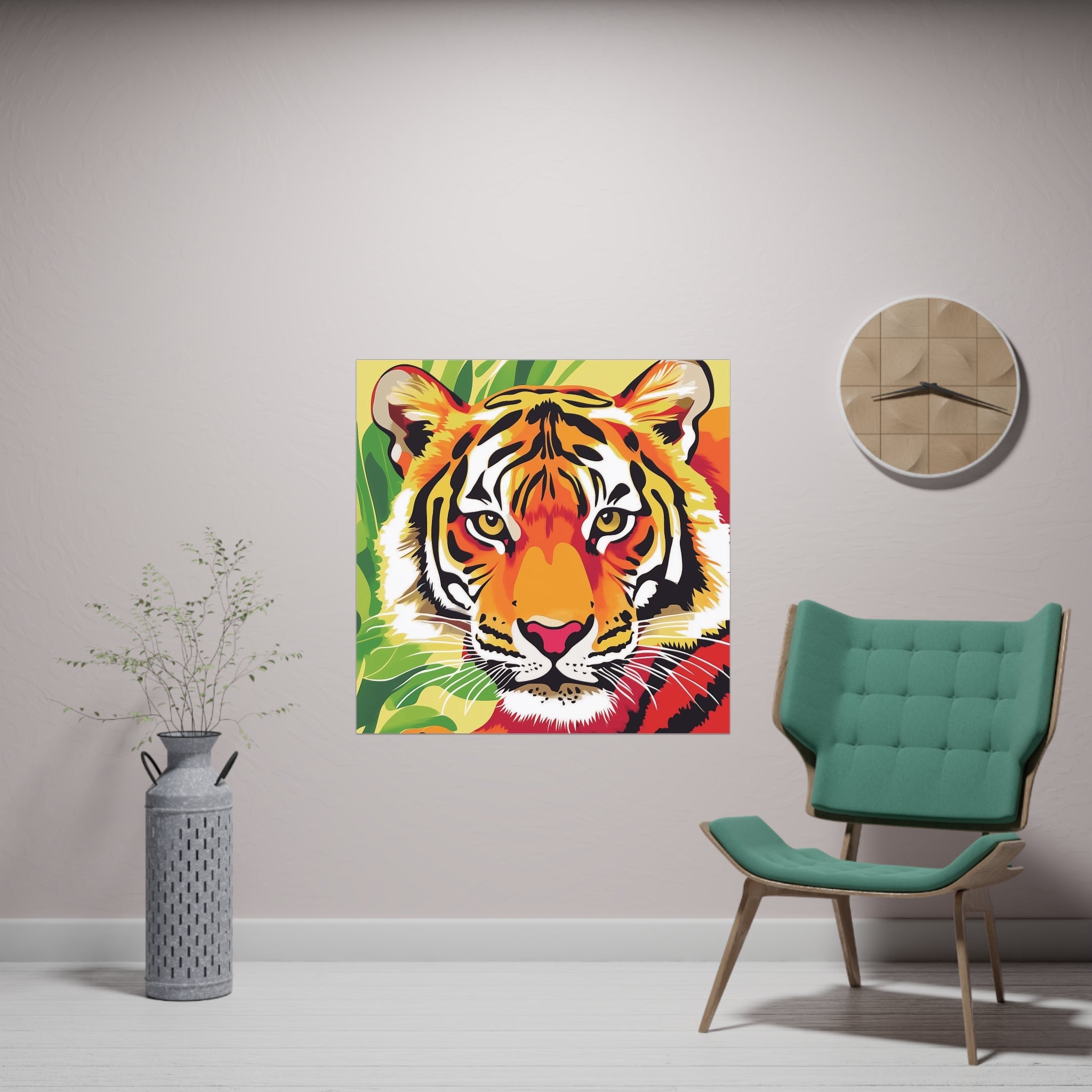 Fierce Tiger Face Art Print - Colorful Savanna Design Poster - Blululi