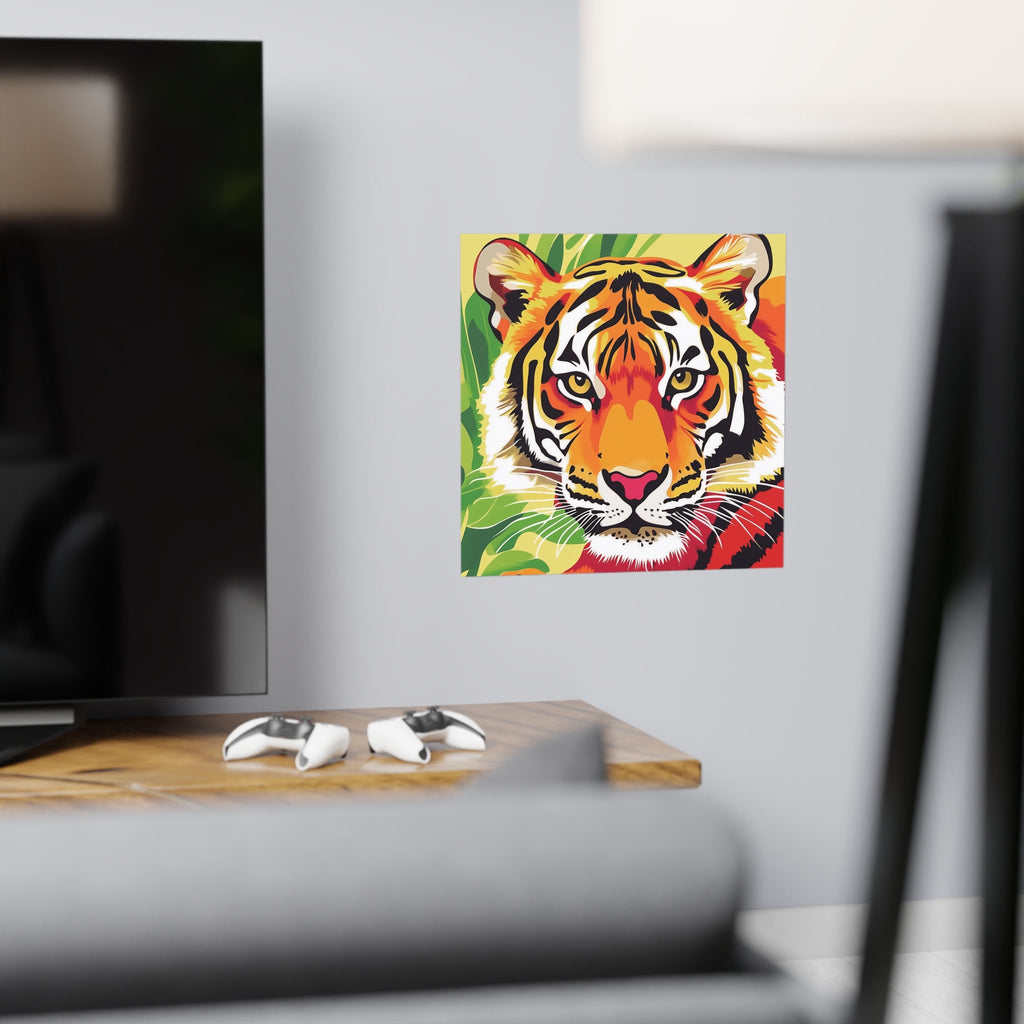 Fierce Tiger Face Art Print - Colorful Savanna Design Poster - Blululi