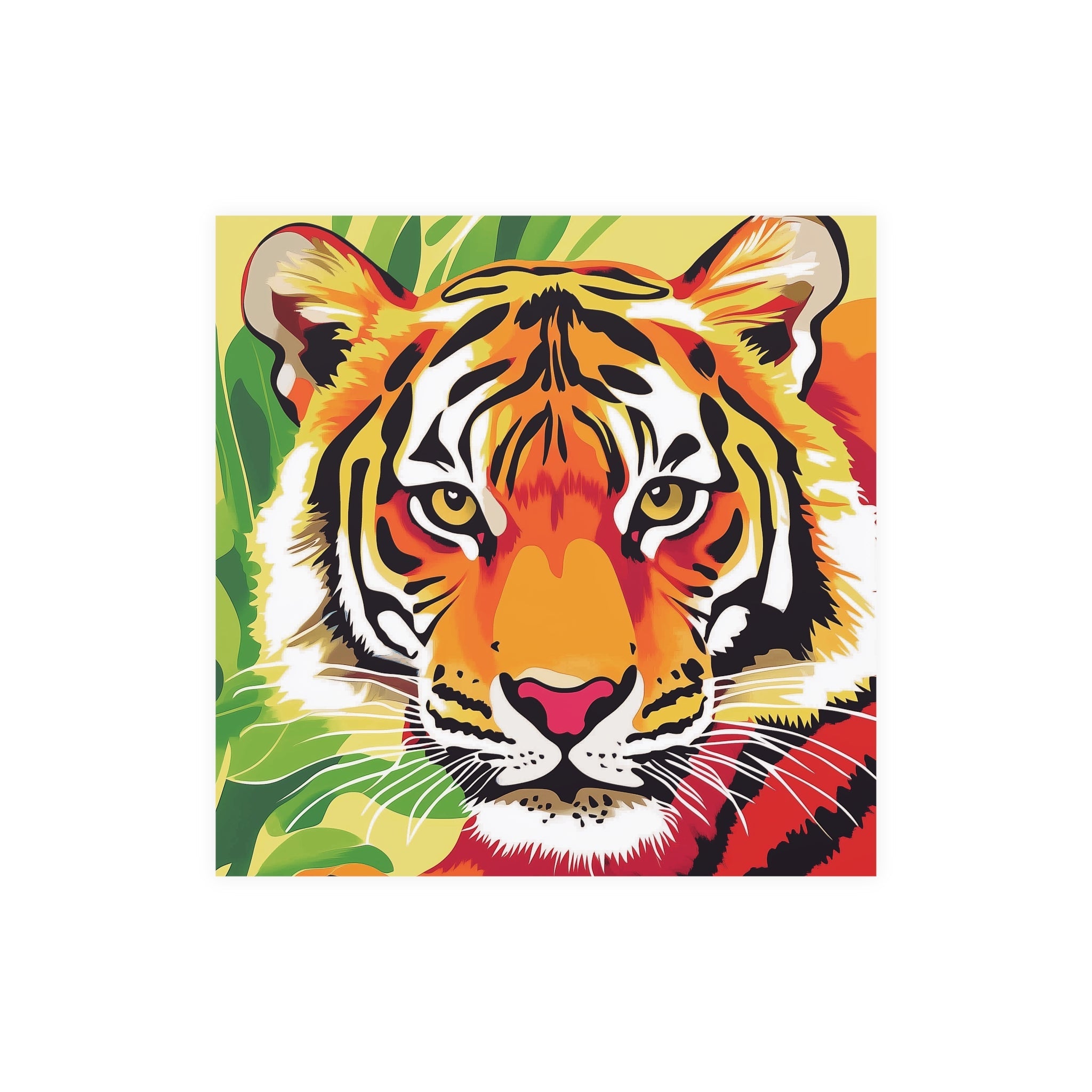 Fierce Tiger Face Art Print - Colorful Savanna Design Poster - Blululi