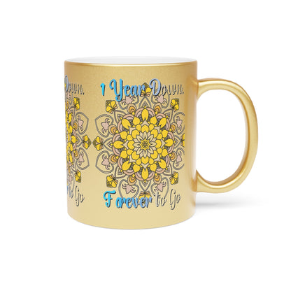 First Year Wedding Anniversary Gift - "1 Year Down, Forever to Go" Metallic Mug (Silver/Gold) - Blululi