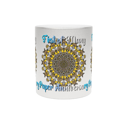 First Year Wedding Anniversary Gift - "First of Many, Paper Anniversary" Metallic Mug (Silver/Gold) - Blululi