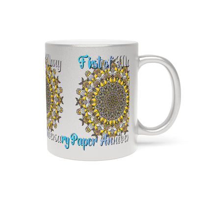 First Year Wedding Anniversary Gift - "First of Many, Paper Anniversary" Metallic Mug (Silver/Gold) - Blululi