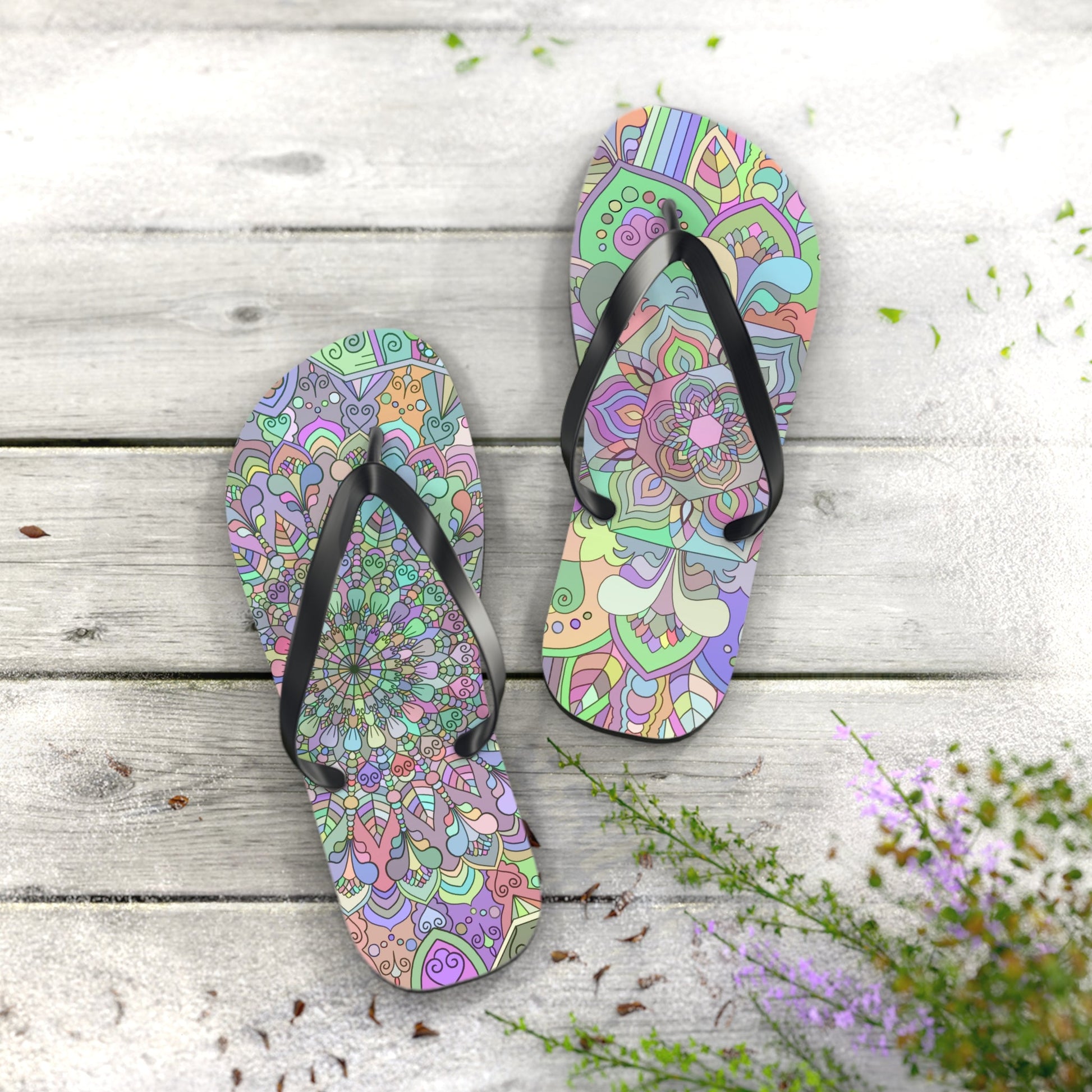 Flip Flops, Mandala Art Hand Drawn - Blululi