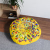 Floor Cushion Christmas Mandala Art Drawn by Hand - Tufted Floor Pillow, Round - Blululi