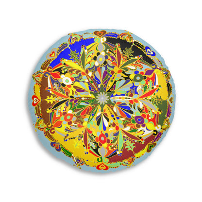 Floor Cushion Christmas Mandala Art Drawn by Hand - Tufted Floor Pillow, Round - Blululi