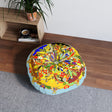 Floor Cushion Christmas Mandala Art Drawn by Hand - Tufted Floor Pillow, Round - Blululi