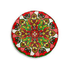 Floor Cushion Christmas Mandala Art - Hand - Drawn Tufted Round Pillow - Original Fine Art - Blululi