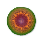 Floor Cushion Handmade Mandala Art - Rainbow Flower Mandala on Black background - Drawn by Hand - Tufted Floor Pillow, Round - Blululi