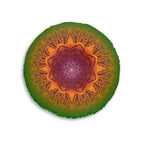 Floor Cushion Handmade Mandala Art - Rainbow Flower Mandala on Black background - Drawn by Hand - Tufted Floor Pillow, Round - Blululi