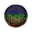 Floor Cushion Handmade Mandala Art - Rainbow on Black background - Drawn by Hand - Tufted Floor Pillow, Round - Blululi