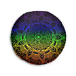 Floor Cushion Handmade Mandala Art - Rainbow on Black background - Drawn by Hand - Tufted Floor Pillow, Round - Blululi