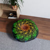 Floor Cushion Handmade Mandala Art - Rainbow on Black background - Drawn by Hand - Tufted Floor Pillow, Round - Blululi