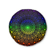 Floor Cushion Handmade Mandala Art - Rainbow on Black background - Drawn by Hand - Tufted Floor Pillow, Round - Blululi