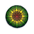 Floor Cushion Handmade Mandala Art - Rainbow on Black background - Drawn by Hand - Tufted Floor Pillow, Round - Blululi