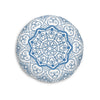 Floor Cushion Handmade Mandala Art - Steel Blue - Drawn by Hand - Tufted Floor Pillow, Round - Blululi