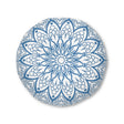 Floor Cushion Handmade Mandala Art - Steel Blue - Drawn by Hand - Tufted Floor Pillow, Round - Blululi