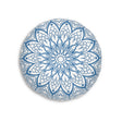 Floor Cushion Handmade Mandala Art - Steel Blue - Drawn by Hand - Tufted Floor Pillow, Round - Blululi