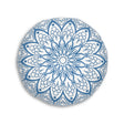Floor Cushion Handmade Mandala Art - Steel Blue - Drawn by Hand - Tufted Floor Pillow, Round - Blululi