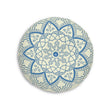 Floor Cushion Handmade Mandala Art - Steel Blue on Beige background - Drawn by Hand - Tufted Floor Pillow, Round - Blululi