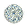 Floor Cushion Handmade Mandala Art - Steel Blue on Beige background - Drawn by Hand - Tufted Floor Pillow, Round - Blululi