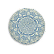 Floor Cushion Handmade Mandala Art - Steel Blue on Beige background - Drawn by Hand - Tufted Floor Pillow, Round - Blululi