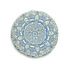 Floor Cushion Handmade Mandala Art - Steel Blue on Beige background - Drawn by Hand - Tufted Floor Pillow, Round - Blululi