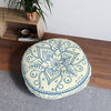 Floor Cushion Handmade Mandala Art - Steel Blue on Beige background - Drawn by Hand - Tufted Floor Pillow, Round - Blululi