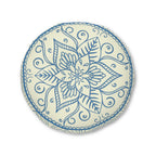 Floor Cushion Handmade Mandala Art - Steel Blue on Beige background - Drawn by Hand - Tufted Floor Pillow, Round - Blululi