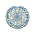 Floor Cushion Handmade Mandala Art - Steel Blue on Beige background - Drawn by Hand - Tufted Floor Pillow, Round - Blululi