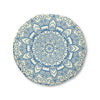 Floor Cushion Handmade Mandala Art - Steel Blue on Beige background - Drawn by Hand - Tufted Floor Pillow, Round - Blululi