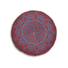 Floor Cushion Handmade Mandala Art - Steel Blue on Brown background - Drawn by Hand - Tufted Floor Pillow, Round - Blululi