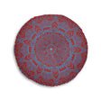 Floor Cushion Handmade Mandala Art - Steel Blue on Brown background - Drawn by Hand - Tufted Floor Pillow, Round - Blululi