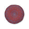 Floor Cushion Handmade Mandala Art - Steel Blue on Brown background - Drawn by Hand - Tufted Floor Pillow, Round - Blululi